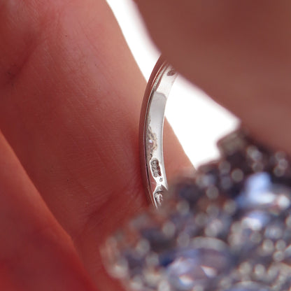Chuck Clemency Sterling Silver Real Marquise & Round-Cut Tanzanite Ring Size 8