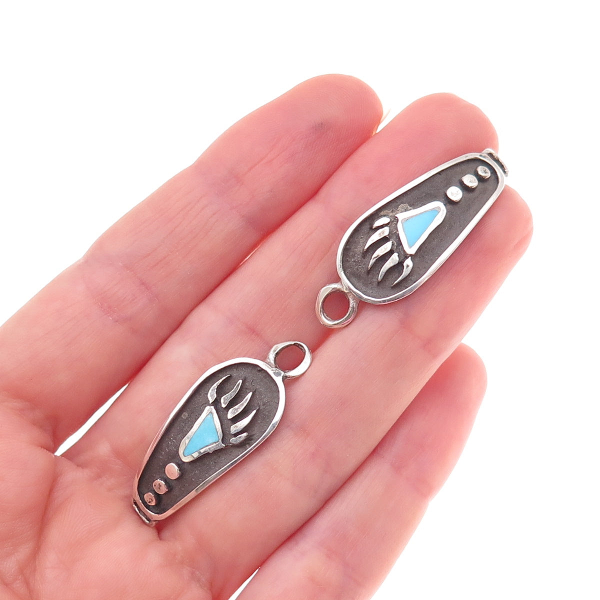 Old Pawn 925 Sterling Silver Vintage Southwestern Turquoise Bear Paw Watch Band