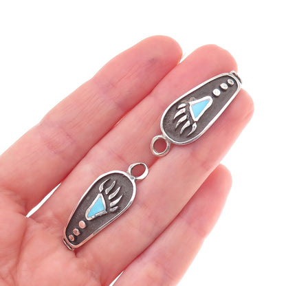 Old Pawn 925 Sterling Silver Vintage Southwestern Turquoise Bear Paw Watch Band
