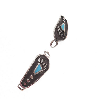 Old Pawn 925 Sterling Silver Vintage Southwestern Turquoise Bear Paw Watch Band