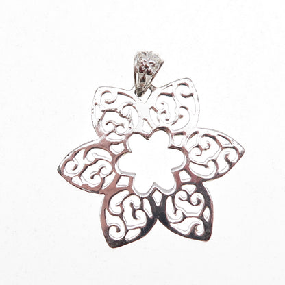 925 Sterling Silver Vintage Floral Charm Pendant