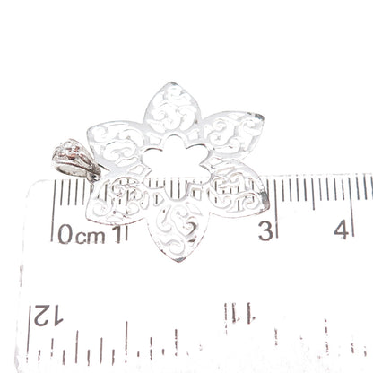 925 Sterling Silver Vintage Floral Charm Pendant