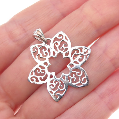 925 Sterling Silver Vintage Floral Charm Pendant