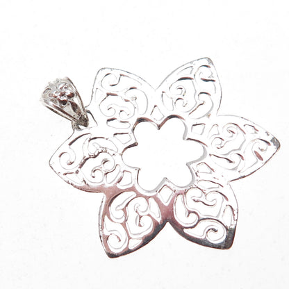 925 Sterling Silver Vintage Floral Charm Pendant