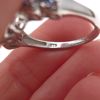 Chuck Clemency 925 Sterling Silver Real Diamond & Tanzanite Ring Size 9.5
