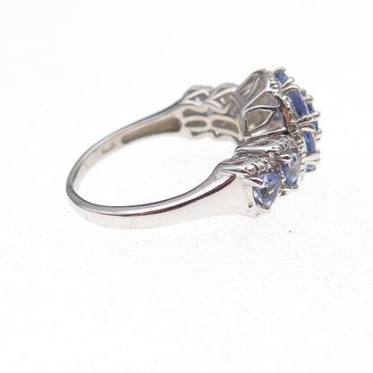Chuck Clemency 925 Sterling Silver Real Diamond & Tanzanite Ring Size 9.5