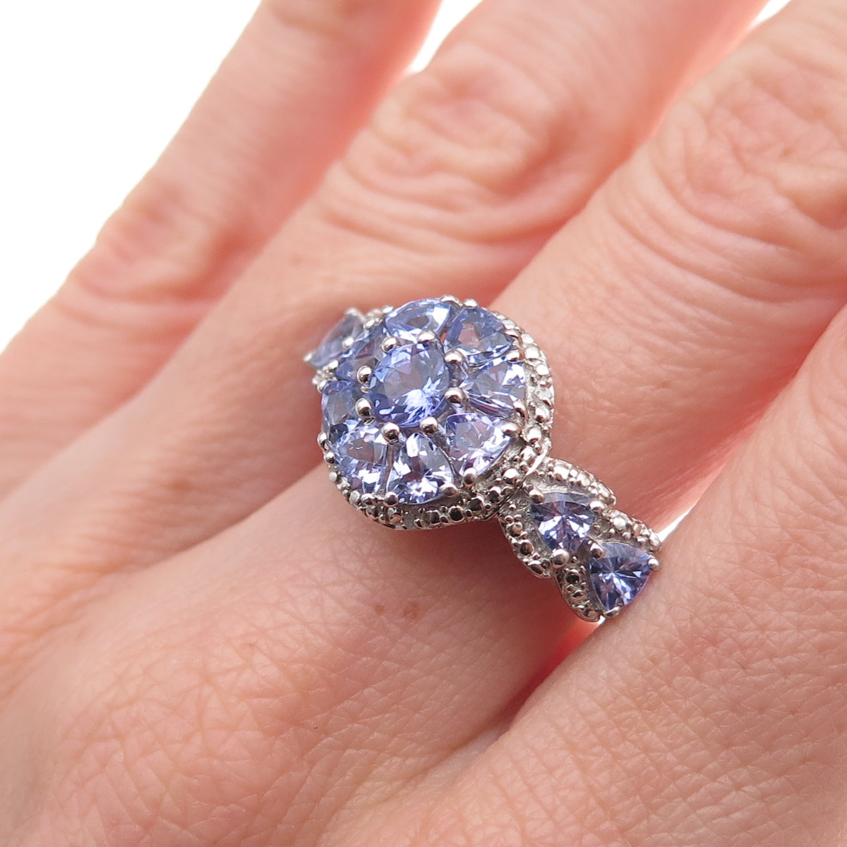 Chuck Clemency 925 Sterling Silver Real Diamond & Tanzanite Ring Size 9.5