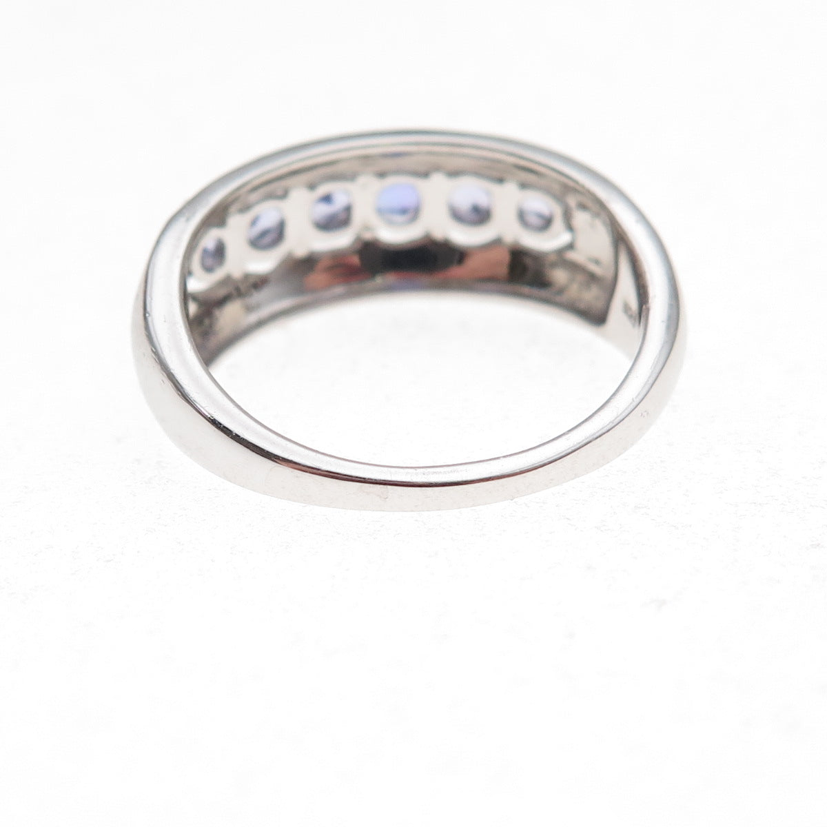 925 Sterling Silver Real Round-Cut Tanzanite Ring Size 8