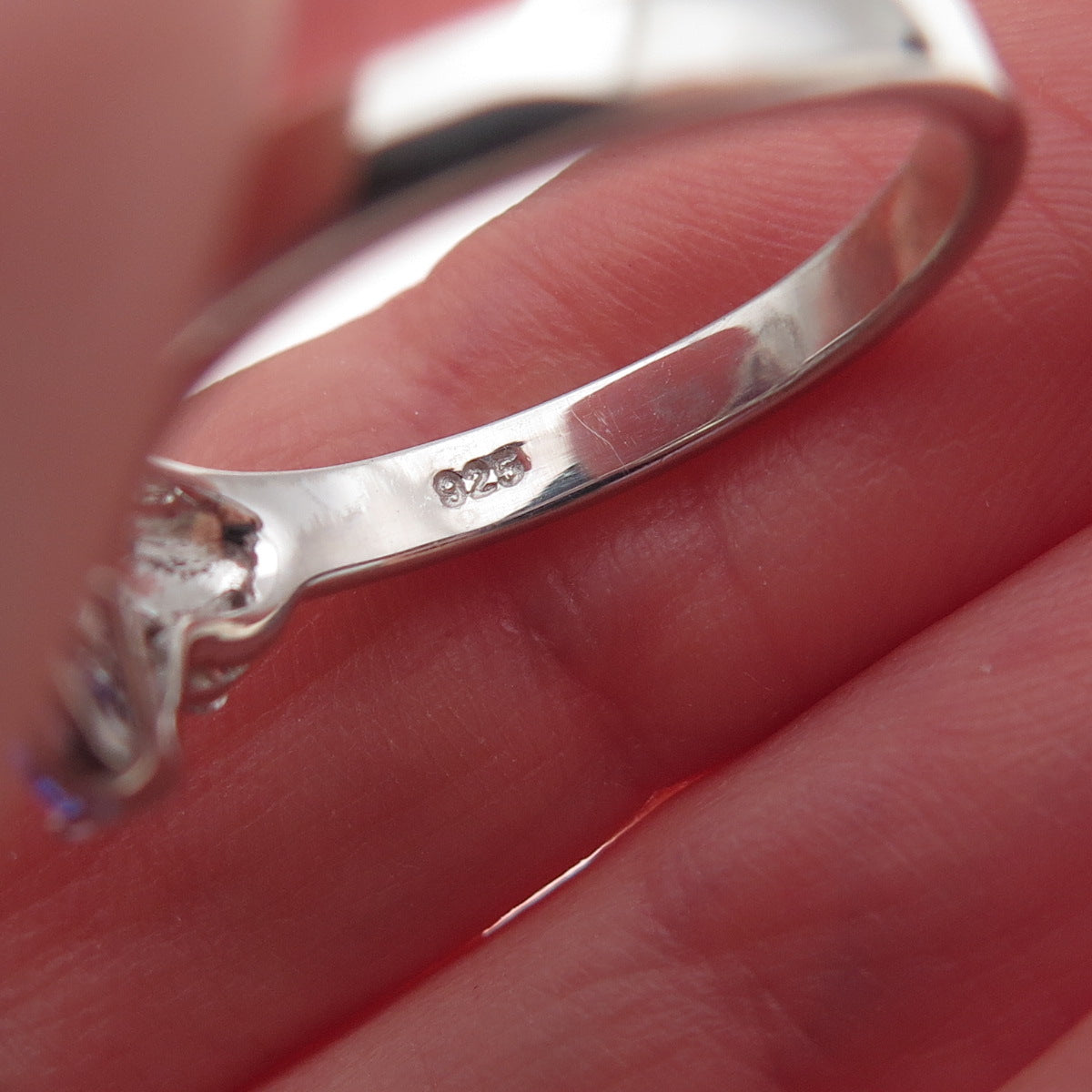 925 Sterling Silver Real Tanzanite & White Topaz Bypass Ring Size 8
