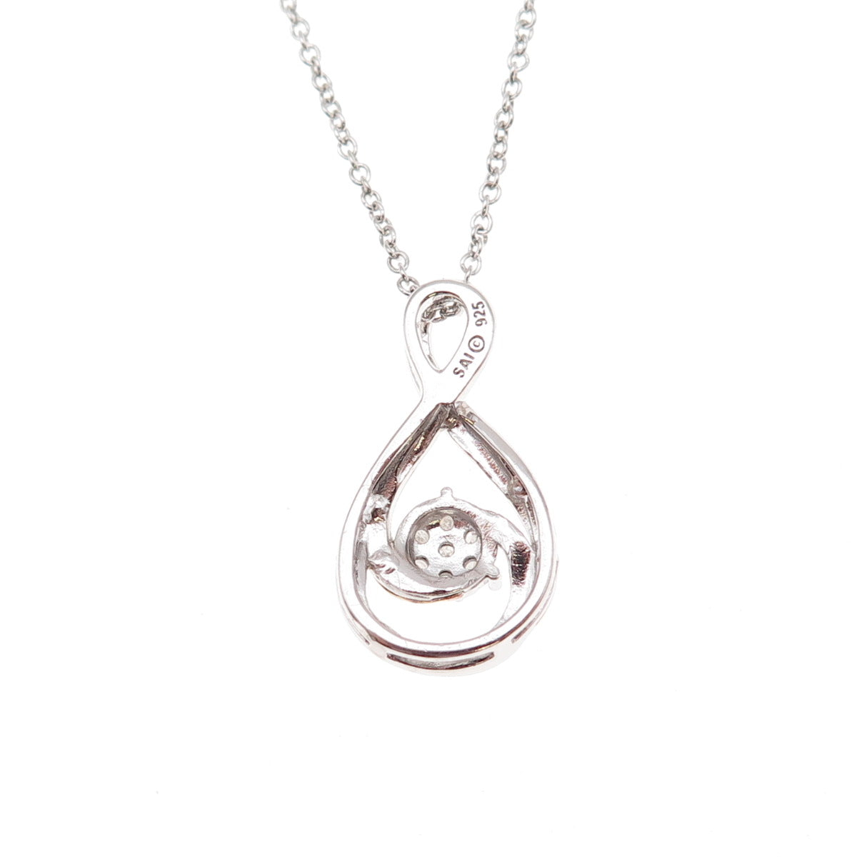 925 Sterling Silver 3-Tone Real Diamond Infinity Cable Chain Necklace 18"