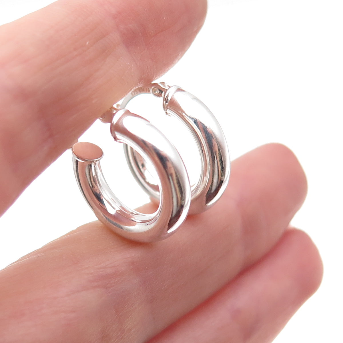 925 Sterling Silver Vintage Donut Hoop Earrings