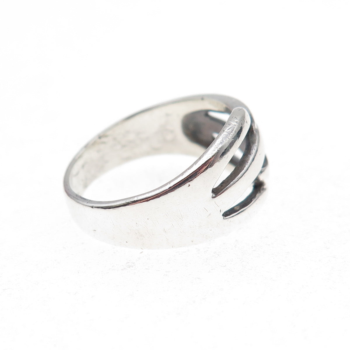 925 Sterling Silver Vintage Modernist Oxidized Ring Size 7