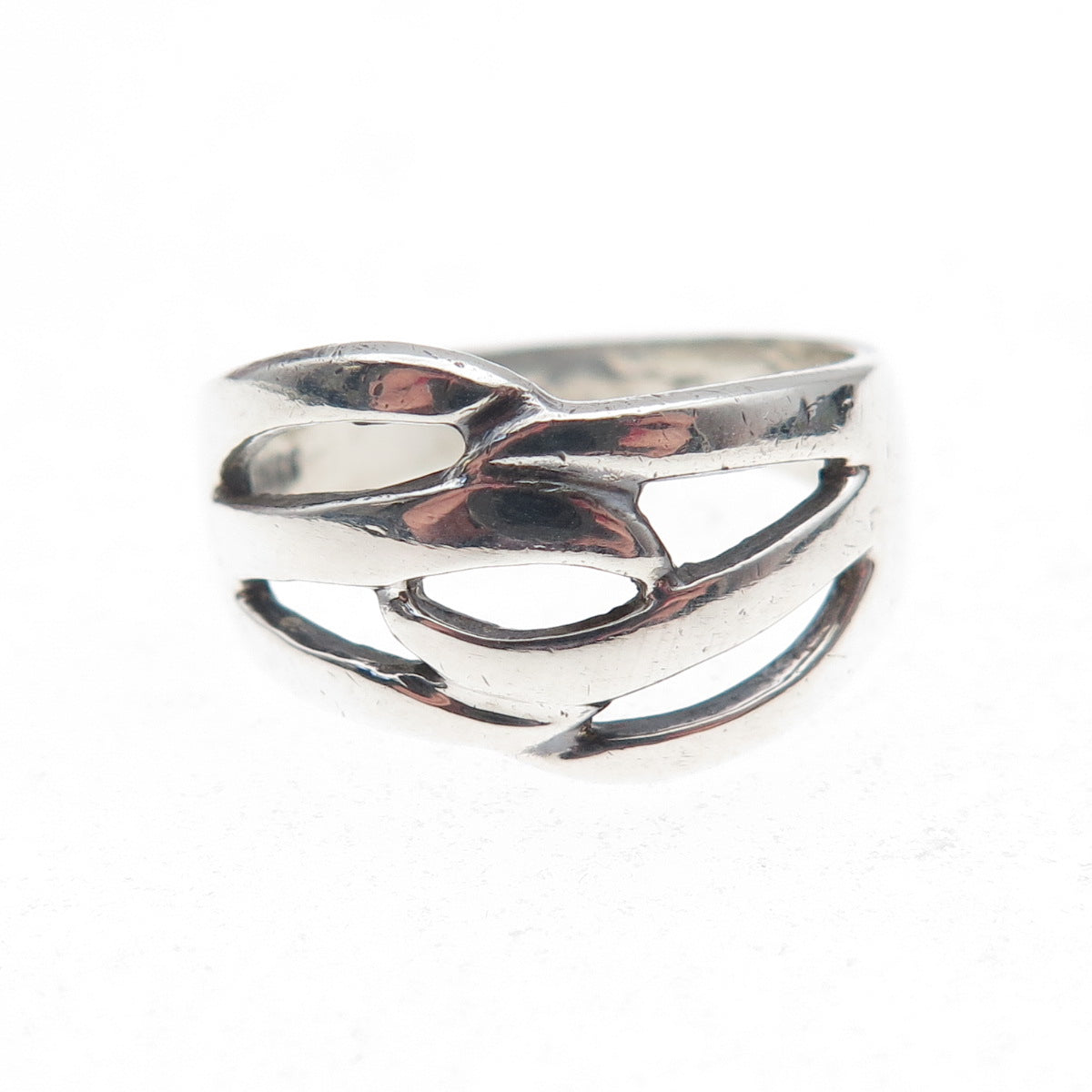 925 Sterling Silver Vintage Modernist Oxidized Ring Size 7
