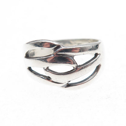 925 Sterling Silver Vintage Modernist Oxidized Ring Size 7