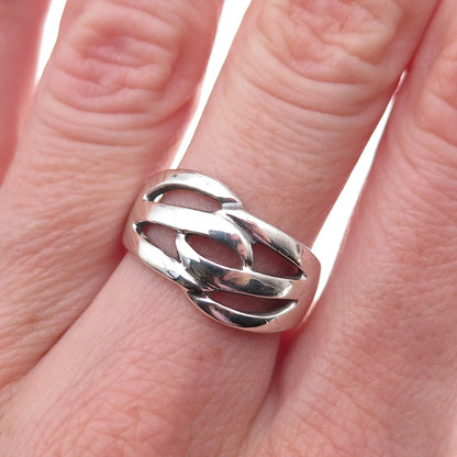 925 Sterling Silver Vintage Modernist Oxidized Ring Size 7