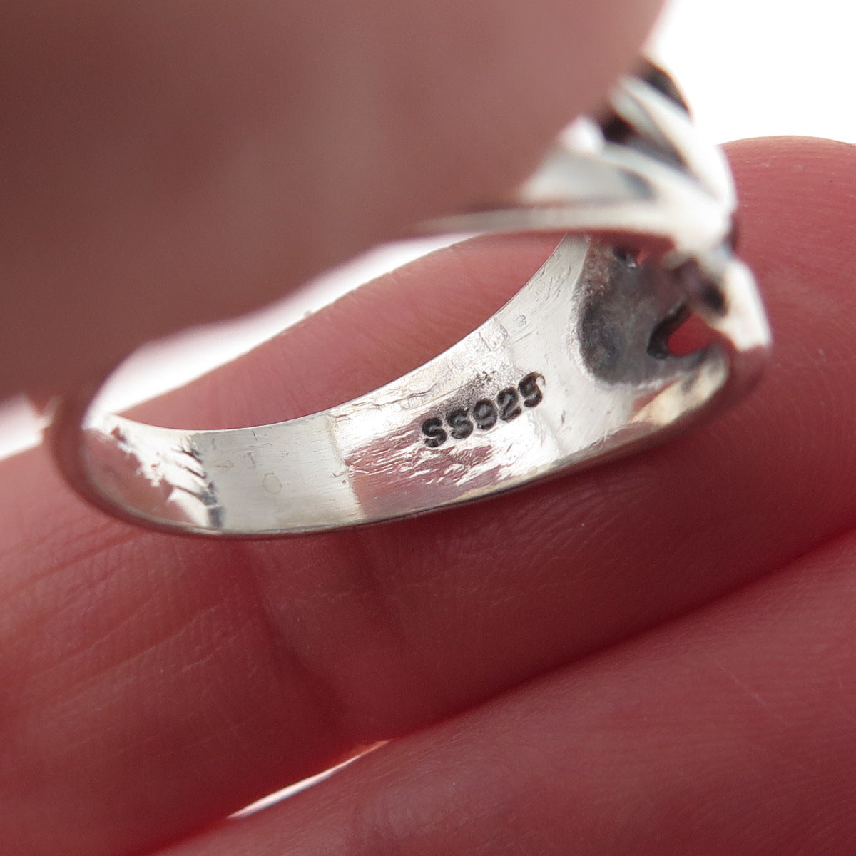 925 Sterling Silver Vintage Modernist Oxidized Ring Size 7