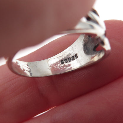 925 Sterling Silver Vintage Modernist Oxidized Ring Size 7
