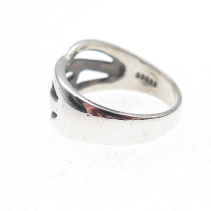 925 Sterling Silver Vintage Modernist Oxidized Ring Size 7