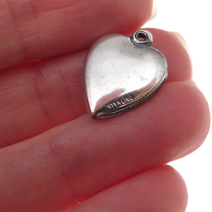 925 Sterling Silver Antique Art Deco Cupid Heart Chatelaine Charm Pendant