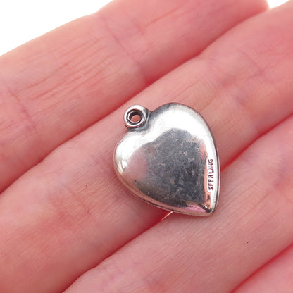 925 Sterling Silver Antique Art Deco Cupid Heart Chatelaine Charm Pendant