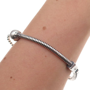 925 Sterling Silver Vintage Letter K Bead Multi-Link Oxidized Bracelet 7.25"