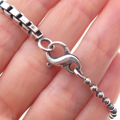 925 Sterling Silver Vintage Letter K Bead Multi-Link Oxidized Bracelet 7.25"