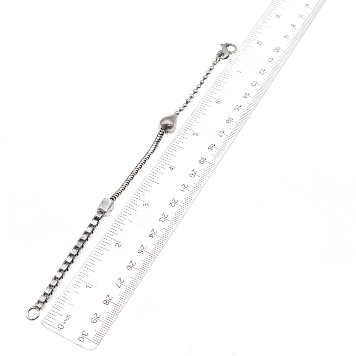 925 Sterling Silver Vintage Letter K Bead Multi-Link Oxidized Bracelet 7.25"
