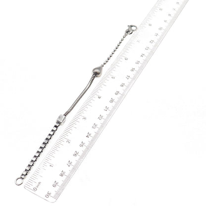 925 Sterling Silver Vintage Letter K Bead Multi-Link Oxidized Bracelet 7.25"