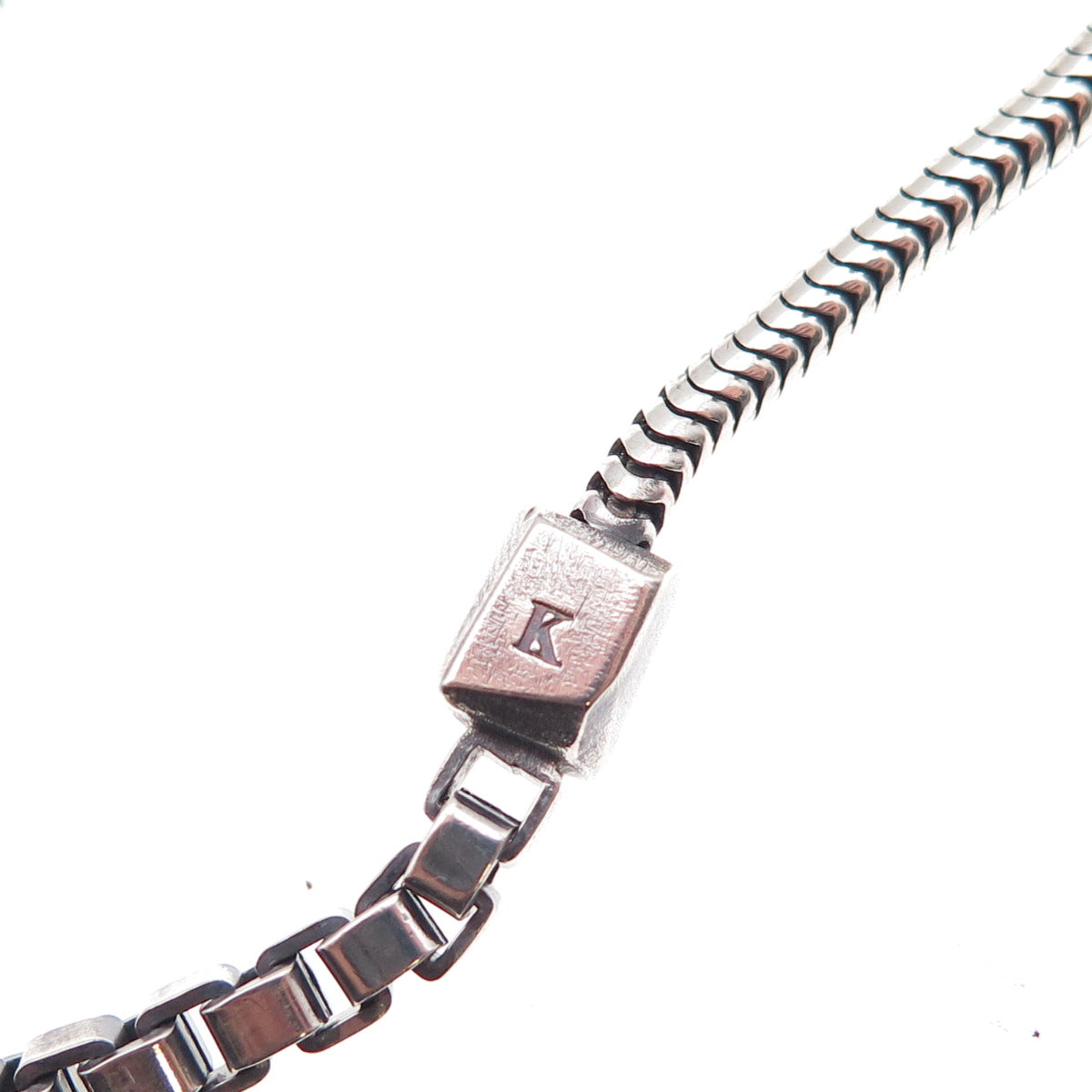 925 Sterling Silver Vintage Letter K Bead Multi-Link Oxidized Bracelet 7.25"