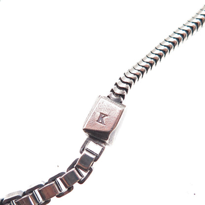 925 Sterling Silver Vintage Letter K Bead Multi-Link Oxidized Bracelet 7.25"