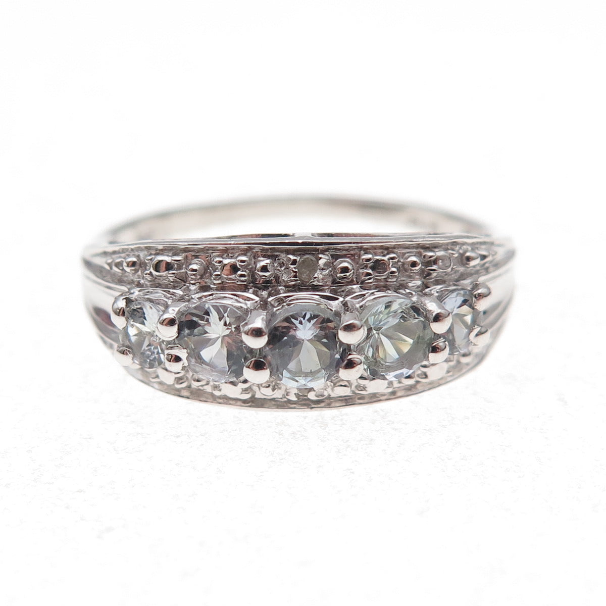 Chuck Clemency 925 Sterling Silver Real Diamond & Tanzanite Ring Size 8