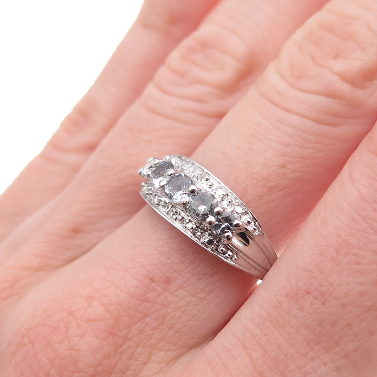 Chuck Clemency 925 Sterling Silver Real Diamond & Tanzanite Ring Size 8