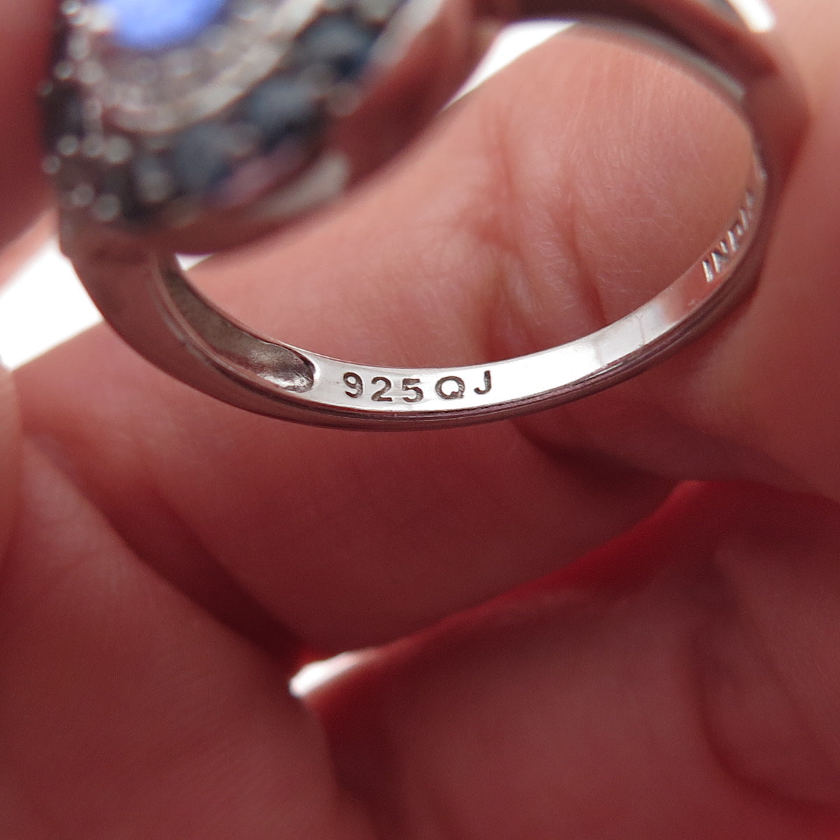 925 Sterling Silver Real Tanzanite Sapphire & White Topaz Ring Size 8