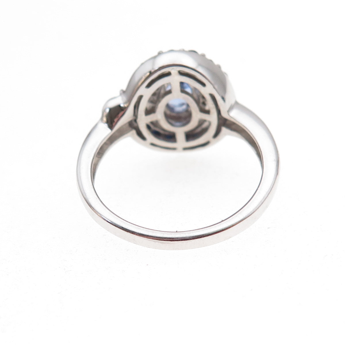 925 Sterling Silver Real Tanzanite Sapphire & White Topaz Ring Size 8