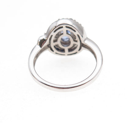 925 Sterling Silver Real Tanzanite Sapphire & White Topaz Ring Size 8