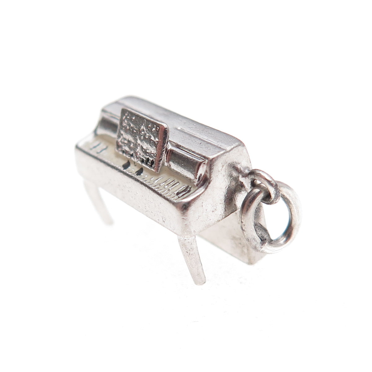 925 Sterling Silver Antique Art Deco Enamel Piano 3D Charm Pendant