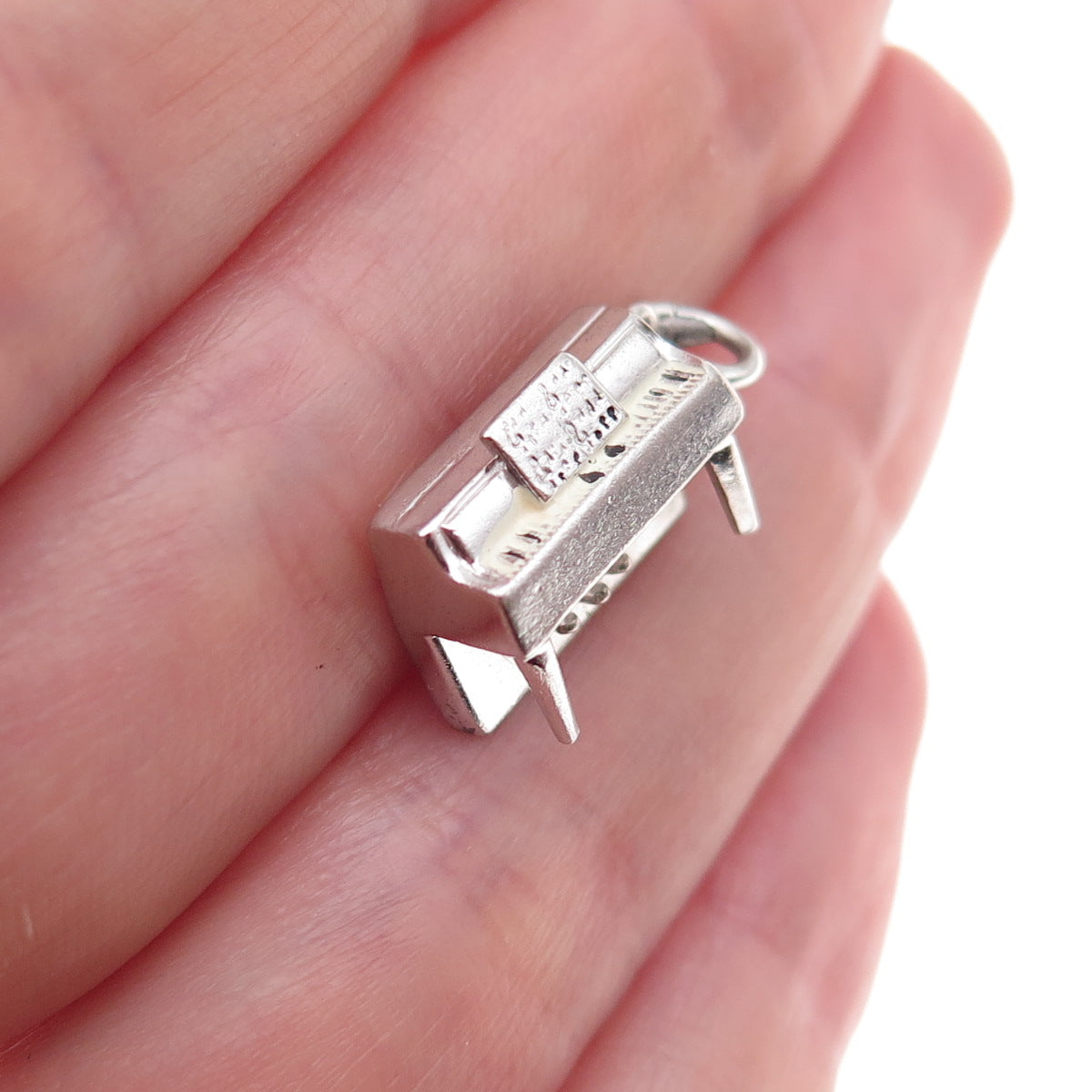 925 Sterling Silver Antique Art Deco Enamel Piano 3D Charm Pendant