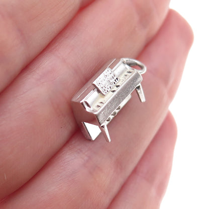 925 Sterling Silver Antique Art Deco Enamel Piano 3D Charm Pendant