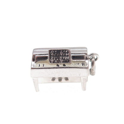 925 Sterling Silver Antique Art Deco Enamel Piano 3D Charm Pendant