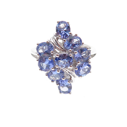 Chuck Clemency 925 Sterling Silver Real Oval-Cut Tanzanite Ring Size 8