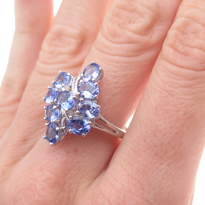Chuck Clemency 925 Sterling Silver Real Oval-Cut Tanzanite Ring Size 8