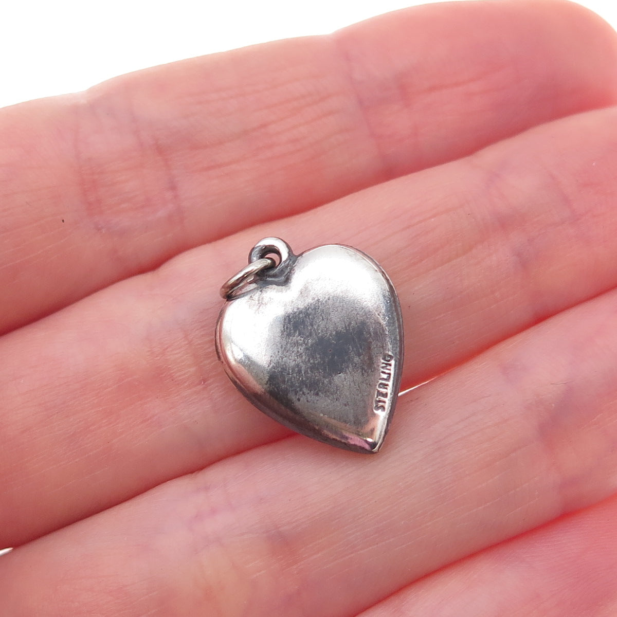 925 Sterling Silver Antique Art Deco Floral Couple Heart Chatelaine Pendant