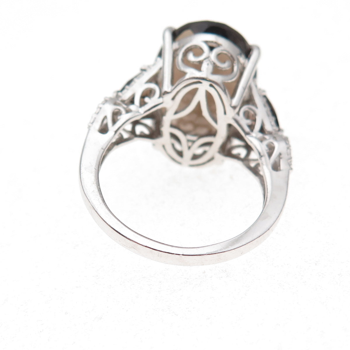 Chuck Clemency Sterling Silver Real Smoky Quartz & White Topaz Ring Size 7.75