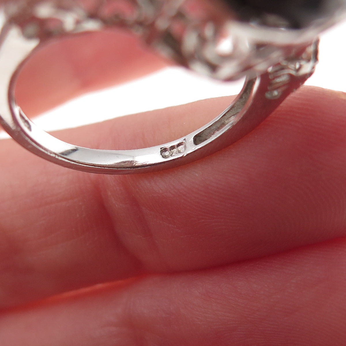 Chuck Clemency Sterling Silver Real Smoky Quartz & White Topaz Ring Size 7.75
