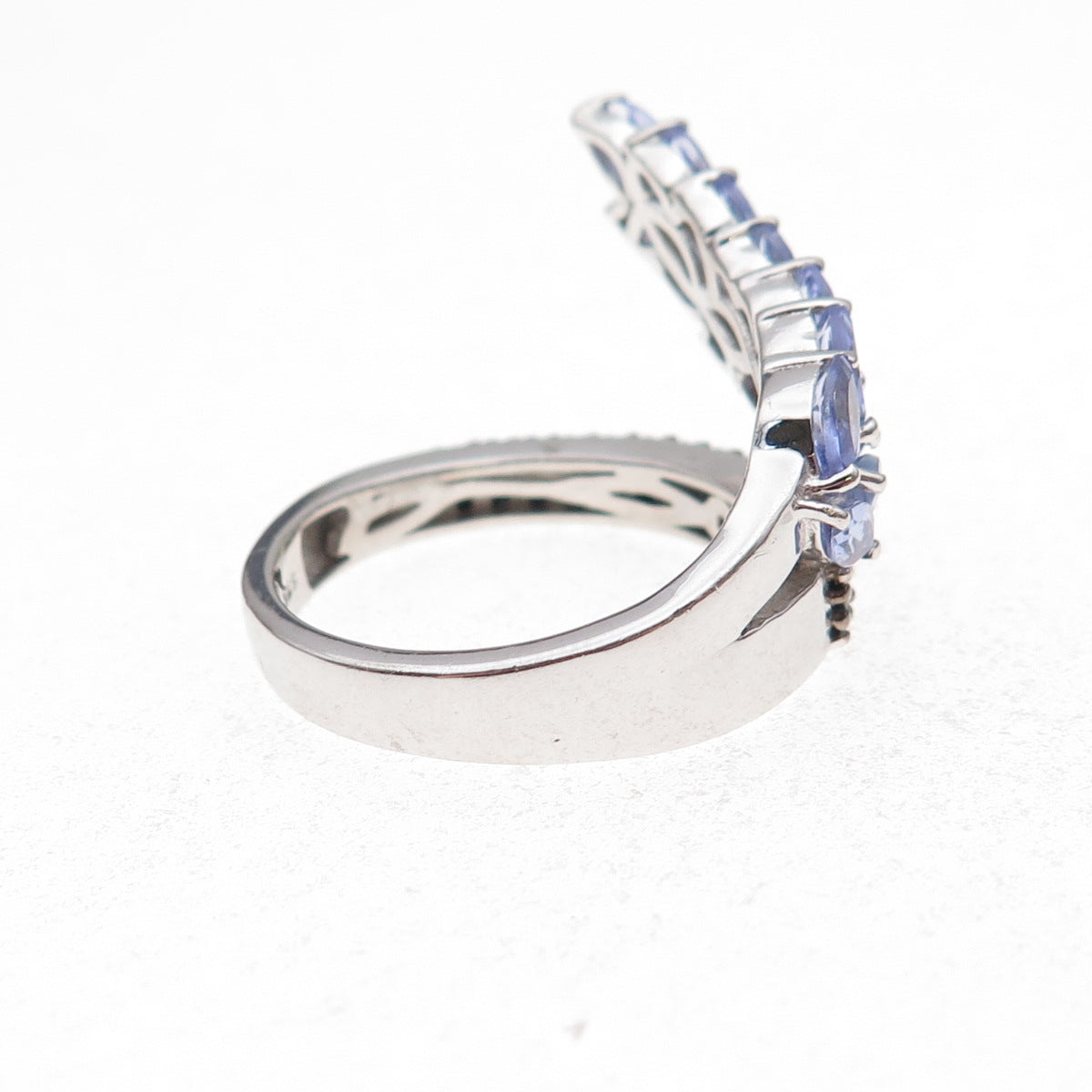 Chuck Clemency 925 Sterling Silver Real Tanzanite & Black Spinel Ring Size 8.25