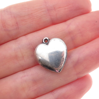 925 Sterling Silver Antique WWII US Navy Heart Chatelaine Oxidized Charm Pendant