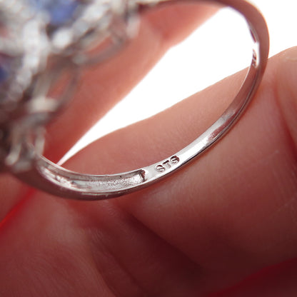 Chuck Clemency 925 Sterling Silver Real Oval-Cut Tanzanite Ring Size 8.25