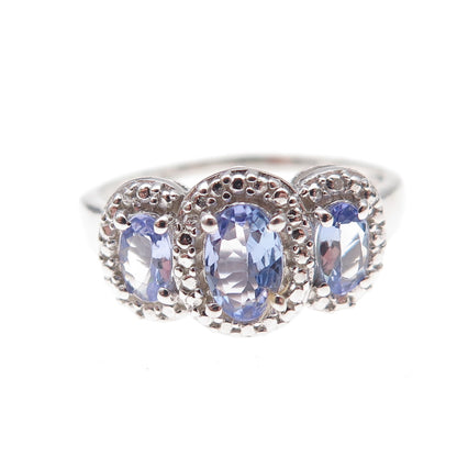 Chuck Clemency 925 Sterling Silver Real Oval-Cut Tanzanite Ring Size 8.25