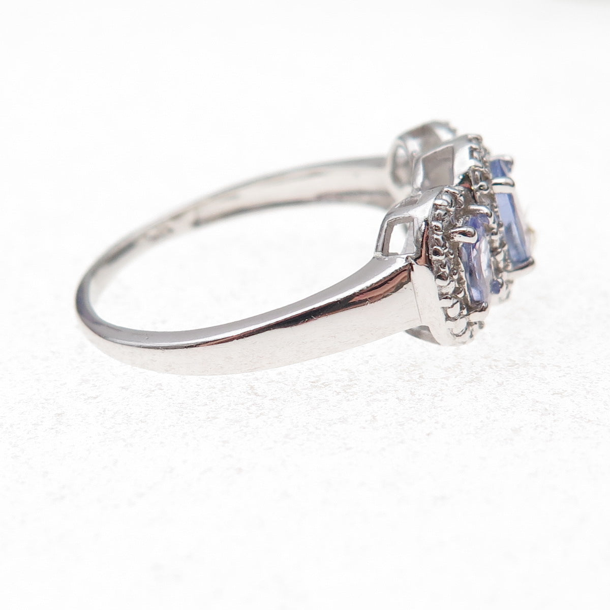 Chuck Clemency 925 Sterling Silver Real Oval-Cut Tanzanite Ring Size 8.25