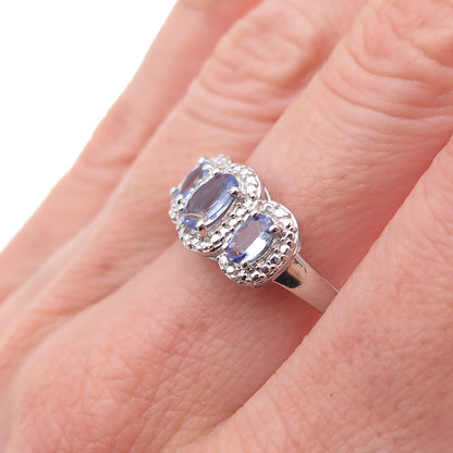 Chuck Clemency 925 Sterling Silver Real Oval-Cut Tanzanite Ring Size 8.25
